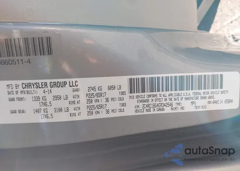 2014 Chrysler Town & Country Touring z USA, uszkodzony, nr VIN 2C4RC1BG4ER342546